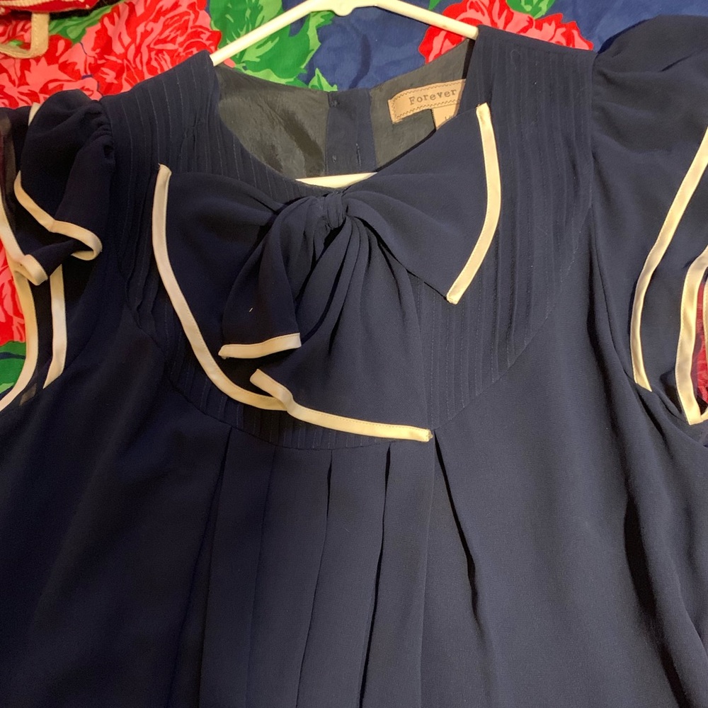 Baby Doll Navy Blue Bow Dress
